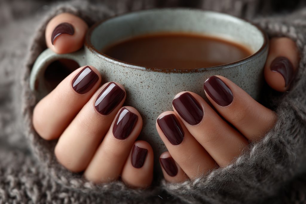 Manicura de otoño cuidada y anillos de Cristian Lay)