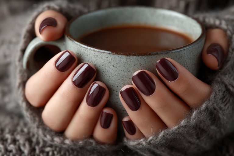 Manicura de otoño cuidada y anillos de Cristian Lay)